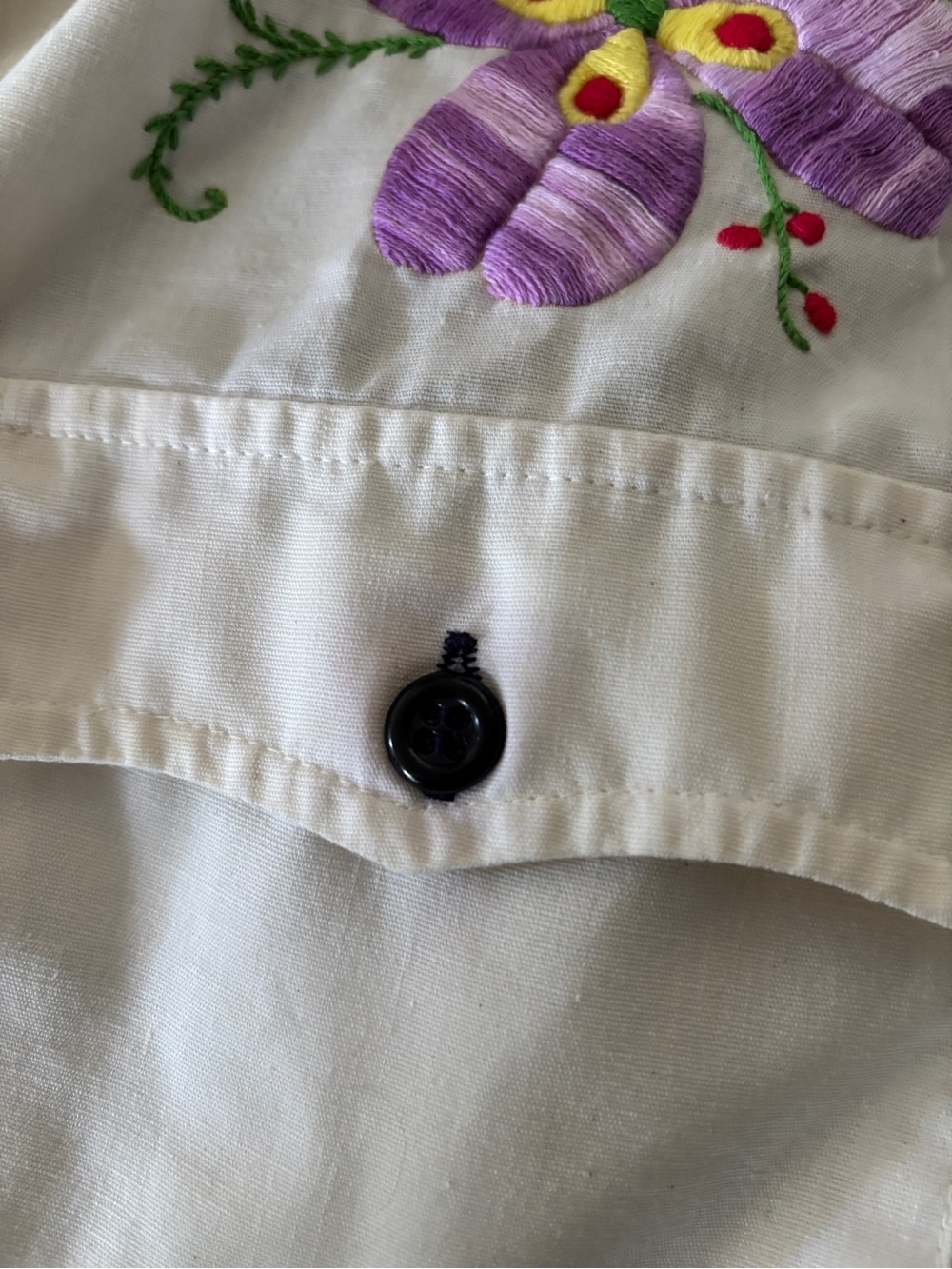Levi’s 1970s vintage cream Western Shirt Colorful Embroidered Flower & Parrot - Picture 9 of 14
